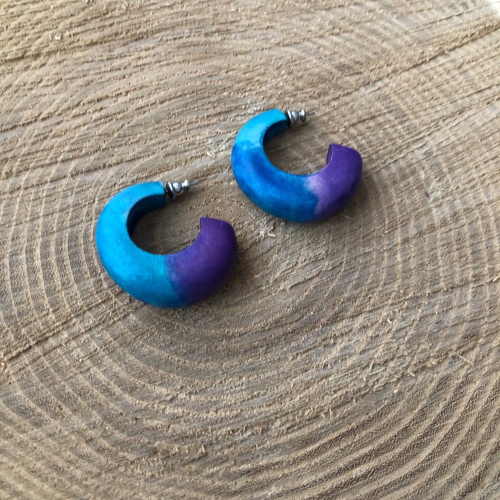 Watercolour Wood Hoop Earrings